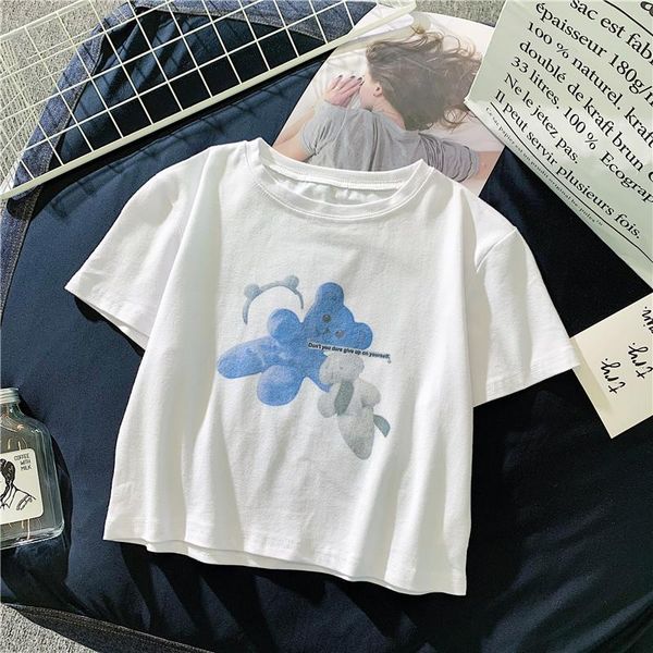 

t-shirt women tshirt bear ins anime y2k tee undefined kawaii harajuku vintage kpop short graphic t shirts korean aesthetic clothes, White
