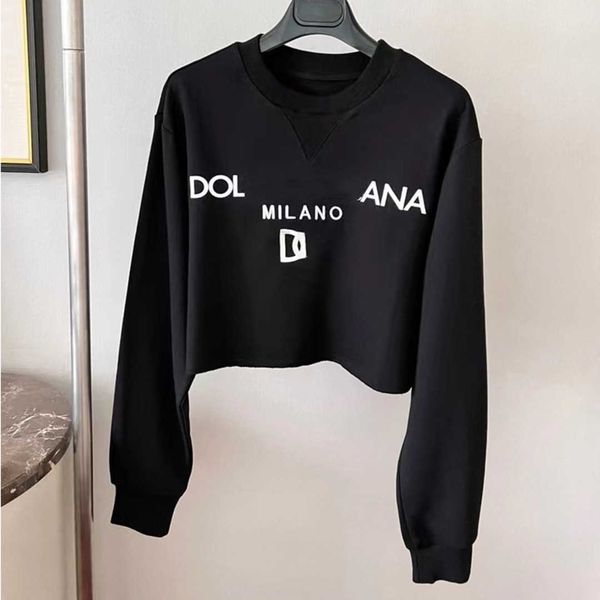 

womens sweatshirt designer sweater fashion letter print pullover sweaters women slim fit round neck short long sleeve top, Black
