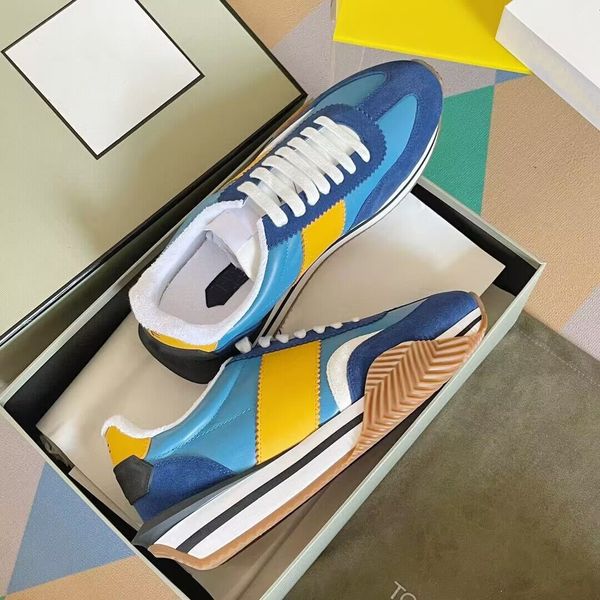 

famous brand men james sneaker shoes side stripe trainer dhgate skateboard walking chunky rubber sole comfort footwaertrainers dhgates b25 h, Black