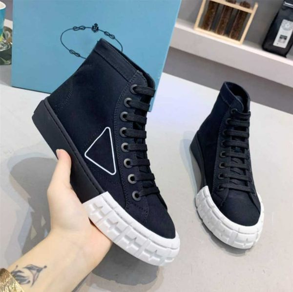 

designer sneakers wheel cassetta flat shoes women high fabric runner trainers low canvas wheels stitching lerren trainer, Black