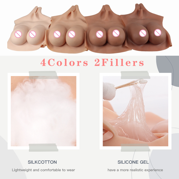 

costume accessories cosplay breast form silicone fake boob for men gay sissy crossdres fake titschest for lgbt dragqueen show, Silver