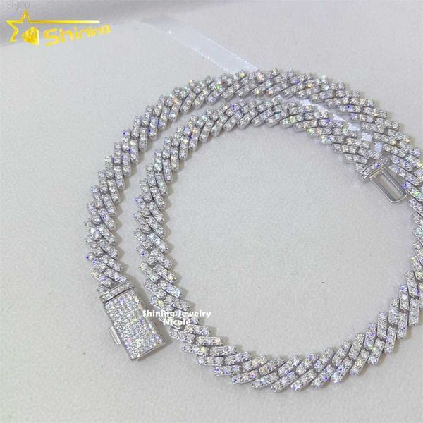 

fine jewelry necklace hip hop diamond chain iced out 925 silver 10mm moissanite cuban link chain