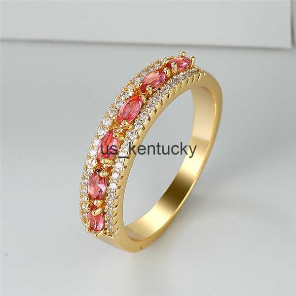 

band rings rose red zircon wedding band rings vintage gold color bridal jewelry luxury crystal stone engagement ring for women fashion, Silver