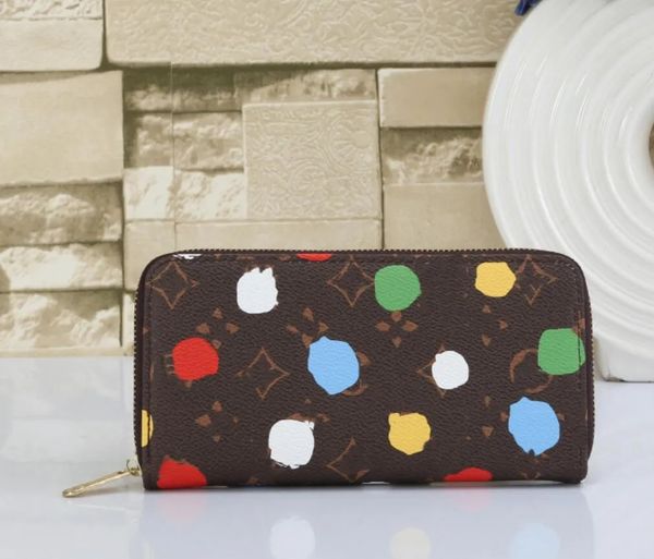 

yayoi kusama designer wallet graffiti zippy long wallets luxurys men women leather bags classic letters key coin purse check card holder min, Red;black