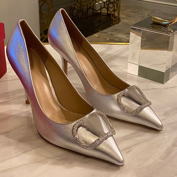 

2023 women dress shoes high heels womens designer genuine leather pumps lady sandals wedding black golden gold heel sandals -k486