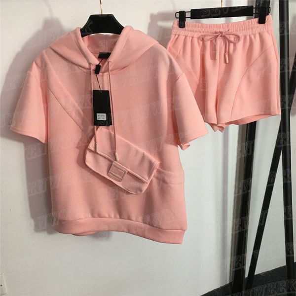 

women sweatshirts shorts sets summer tracksuits short sleeve hoodie pullover sports short pants casual suits, Gray
