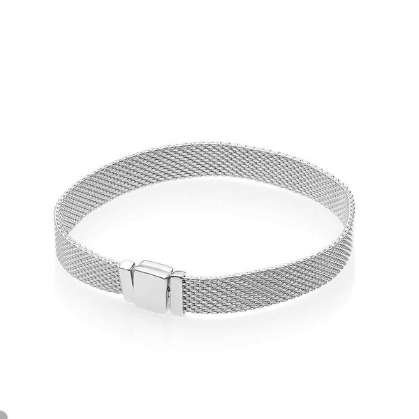 

watch strap style mesh bracelet for pandora 925 sterling silver party charm bracelets for women men girlfriend gift designer couple bracelet, Golden;silver