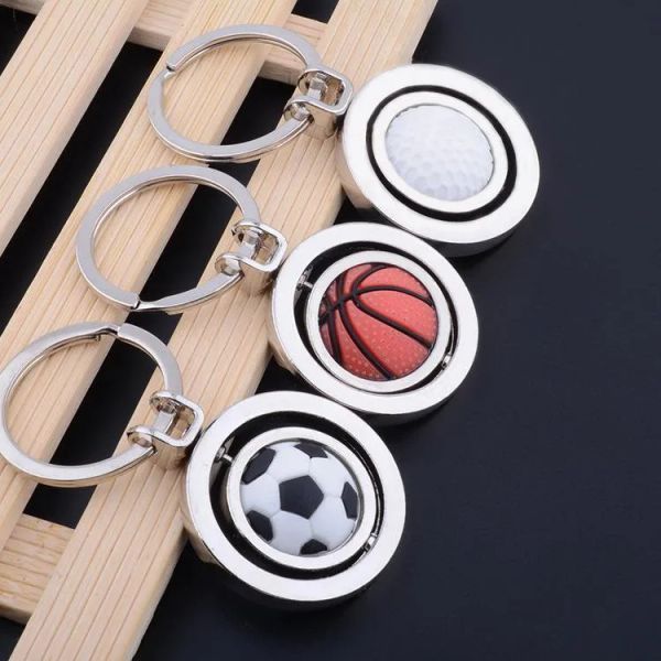 

world cup football keychain key chain pendant rotating soccer basketball golf key chain pendant gifts, Silver