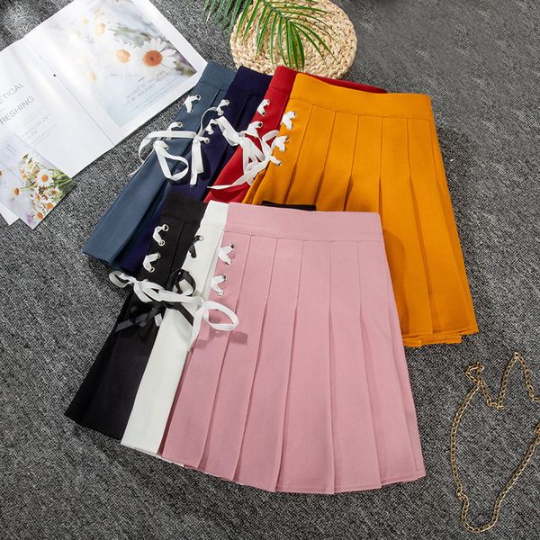 

skirts elastic waist stretch half pleated skirt skating skirt woman skirts korean style unif skirts pleated mini skirt skater skirt 230504, Black