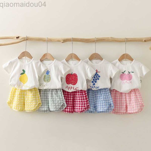 

clothing sets baby girls set summer children clothing sets plaid shorts short sleeve t-shirt baby girl clothes sweet cute outfits for aa2305, White