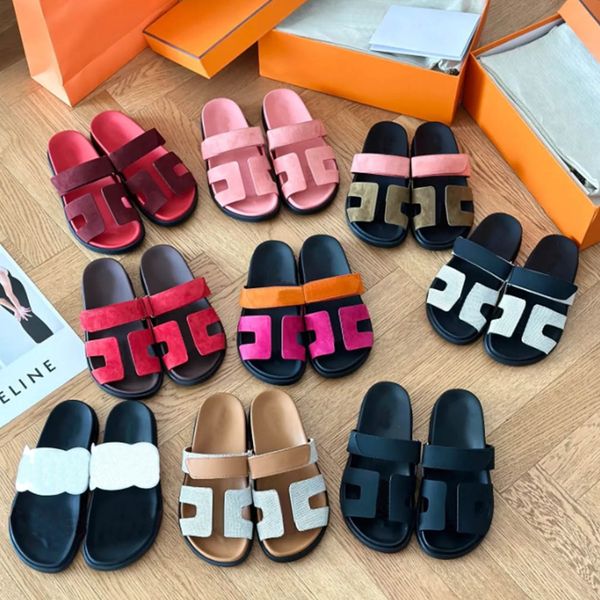 

chypre sandals famous designer women beach classic flat slippers summer lady leather flip flops buckle summer non-slip outdoor foot stirrup, Black
