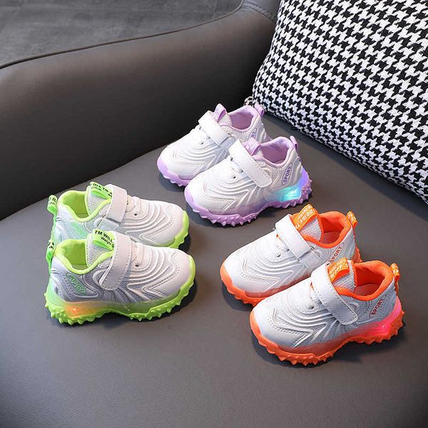 

athletic outdoor children's lightup 1 to 6 years old boys glowing up baby toddler shoes girls breathable soft bottom sneakers e07304 aa, Black