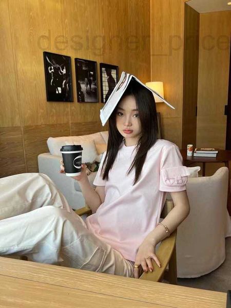 

women's t-shirt designer 2023 new round neck pocket decoration short sleeve t-shirt fashion brand blouse afol, White