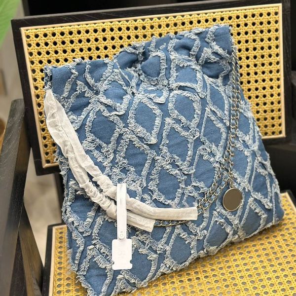 

floral plaid silver coin ladies large tote bag denim large capacity two sizes classic outdoor handbag shopping trend garbage bag retro cross