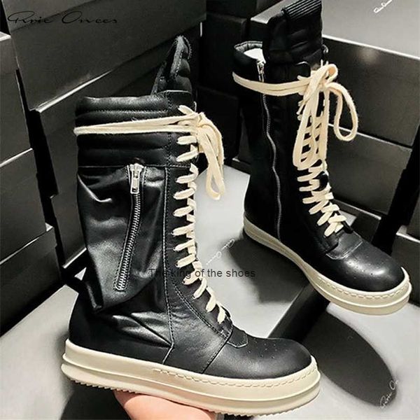 

2023 correcthigh street ro owens high boots women boots mens shoes leather sneaker couple casual sneaker workwear plus velvet pink shoe 2208