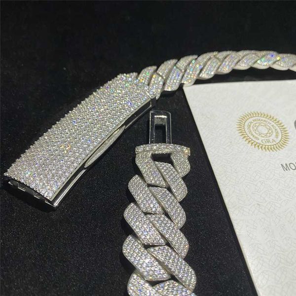

heavy miami cuban chain bling round diamond cuban link chain sterling silver s925 d color vvs moissanite fashion cuban necklace
