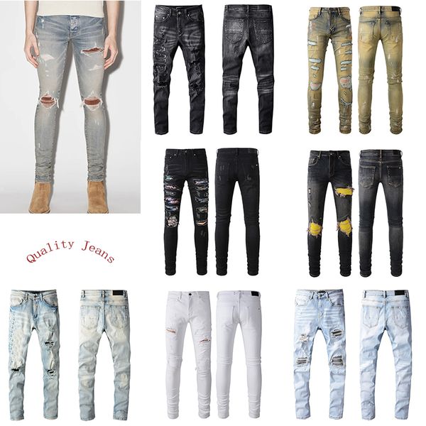 

jeans designer jeans men's tight jeans design pants long embroidered slim fit denim straight barrel street fit tights wholesale ami jea, Blue