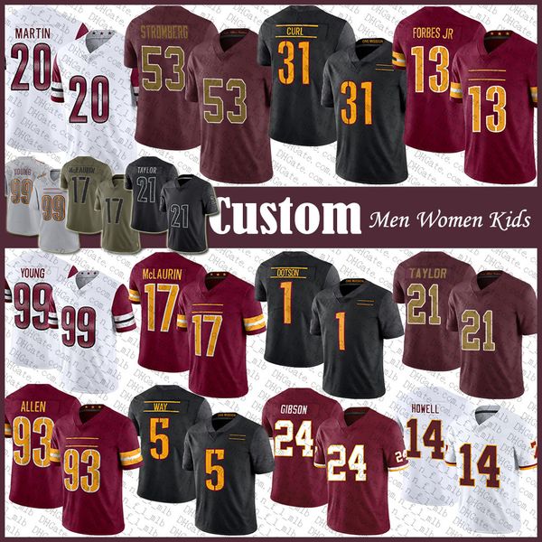 

custom 17 terry mclaurin 99 chase young football''nfl''jersey jonathan allen sean taylor jahan dotson sam howell antonio, Black;red