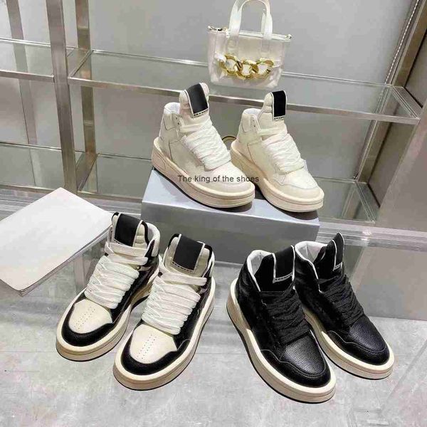 

2023 fashion rick platform high shoes ro minimalist style genuine leather lace up men women owens casual shoes designer boots sneakers 35-45
