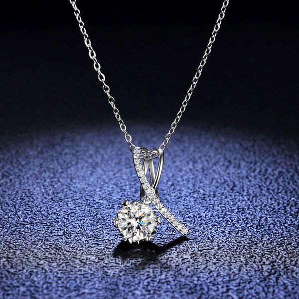 

pendant necklaces twist single stone jewelry 925 sterling silver moissanite gold plated pendant necklace for women