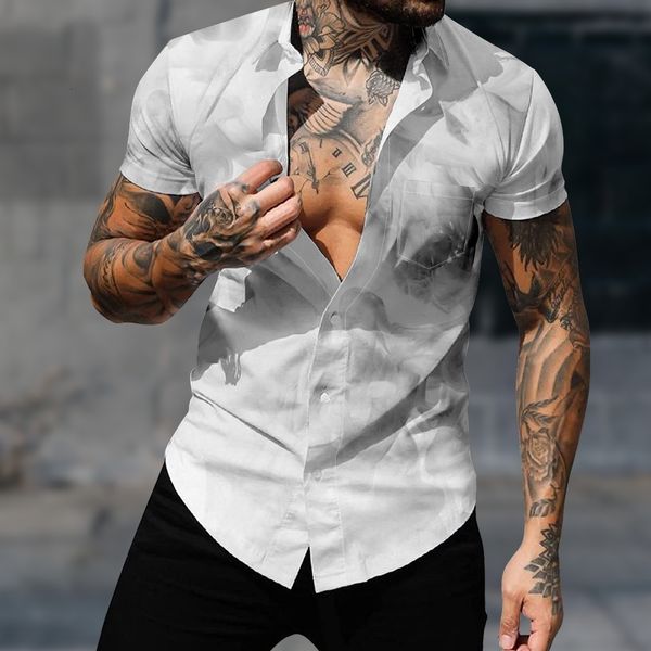 

mens casual shirts hawaiian for fashion space color print 3d cozy short sleeve beach streetwear harajuku clothes 230504, White;black