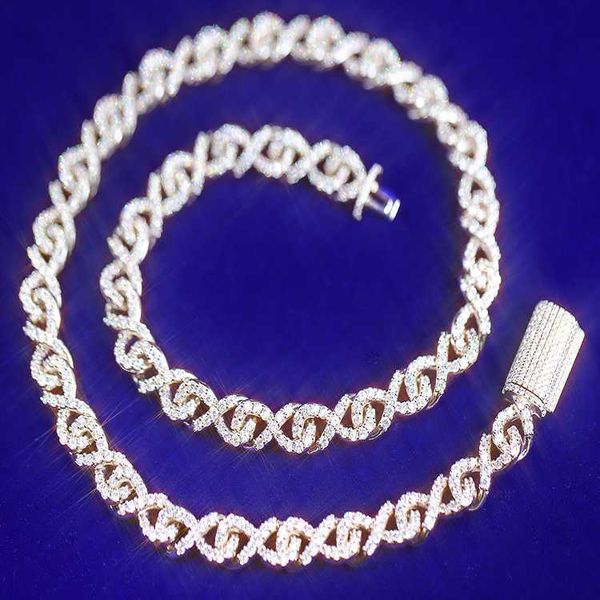 

customuzed high end cuban chain 9mm sterling silver vvs d color moissanite diamond cuban chain link for hip hop jewelry gift