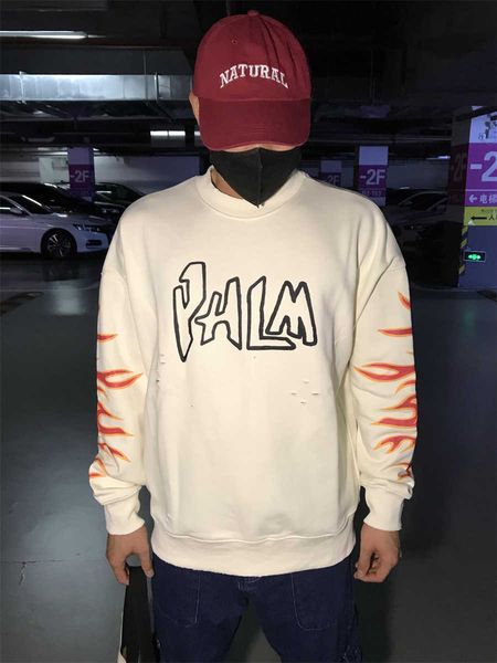 

designer clothing pa men's sweatshirts fashion hoodies palmes angels flame letter printing loose pullover for men women's casual r, Black