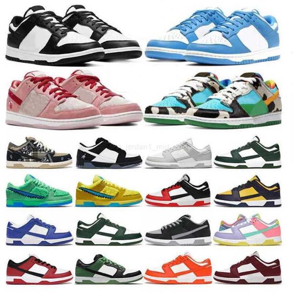 

designer running shoes for men women flat sneakers low panda white black grey fog unc chunky green glow triple pink dunks strange love gai