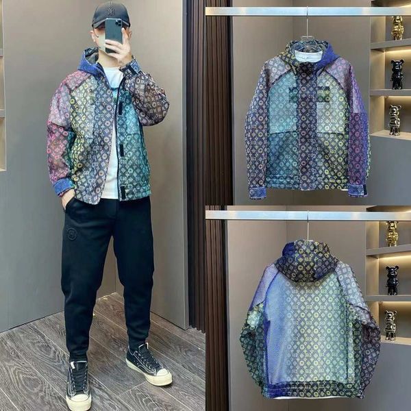 

summer mens designer jackets sunscreen rash guards hollowed full sleeve hooded sweatshirt y2k streetwear clothing, Black;brown