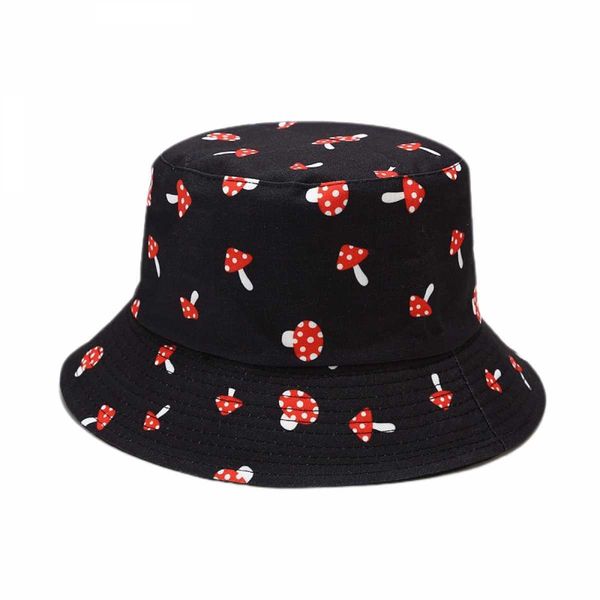 

wide brim hats summer mushroom print reversible bucket hat men outdoor fisherman cap fashion street beach bob women double side panama hat j, Blue;gray