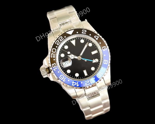 

gmt automatic mechanical wrist watches for men ceramic bezel sapphire crystal 3atm waterproof stainless steel jubilee strap fashion business, Slivery;golden