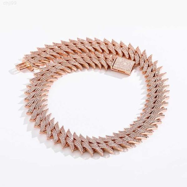 

customized miami full size cuban chain gold plated spiked shape 5a cz diamond necklace chain link for men hiphop life, Silver