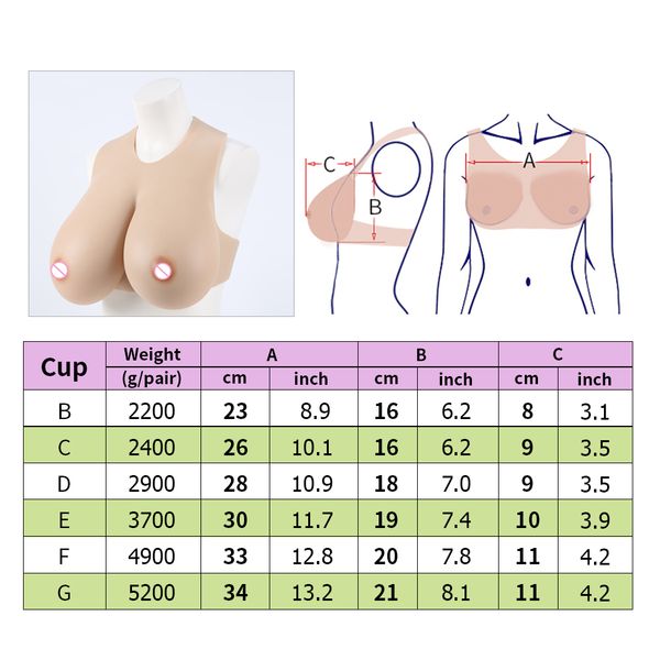 

costume accessories b-g cup cosplay silicone boobs back hollow crew neck fake breast form for drag queen shemale crossdresser t, Silver