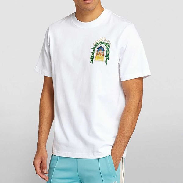 

casablanca 23ss designer t shirt summer cotton beach tees men and women loose versatile short sleeve fashion, White;black