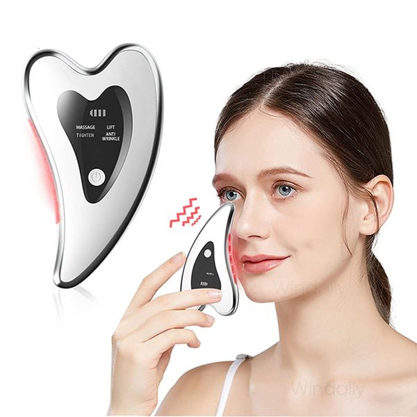 

face massager 4 in 1 electric gua sha face massager heated vibration scraping tools anti wrinkles double chin skin face lifting device 23042