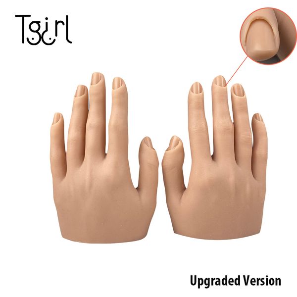 

costume accessories practice silicone hand for nail art mannequin flexible fingers and moveable nails training hand model, Silver