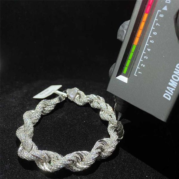 

5mm 7mm 9mm 11mm 925 sterling silver cuban necklace iced out vvs1 moissanite diamond clasp silver rope chain hip hop bracelet
