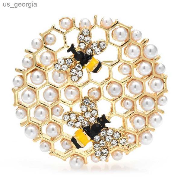 

pins brooches wuli baby pearl bee honeycomb brooches for women cute insects party casual brooch pin gifts, Gray