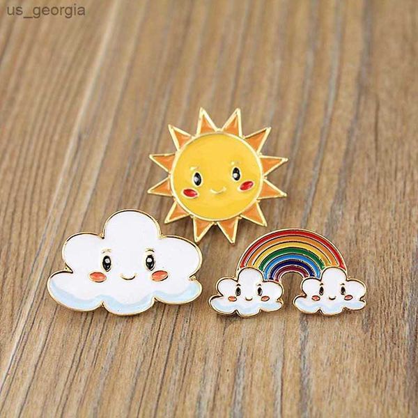 

pins brooches cartoon sweet sun rainbow cloud metal brooch pins, Gray