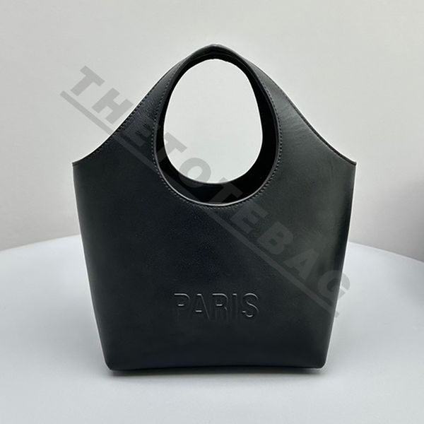 

23 mary kate xs tote bag in black soft smooth leather handbag two handles high frequency embossed paris logo at front women luxury designer