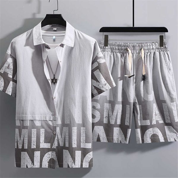 

men's casual shirts hip hop gradient suits men summer beach shirts shorts plus size 10xl 12xl haiian suits male streetwear sets big siz, White;black
