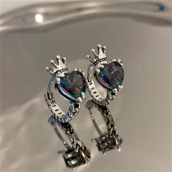 

new fashion retro love heart shaped crown earrings for women handmade punk party jewelry gift ab1169, Golden