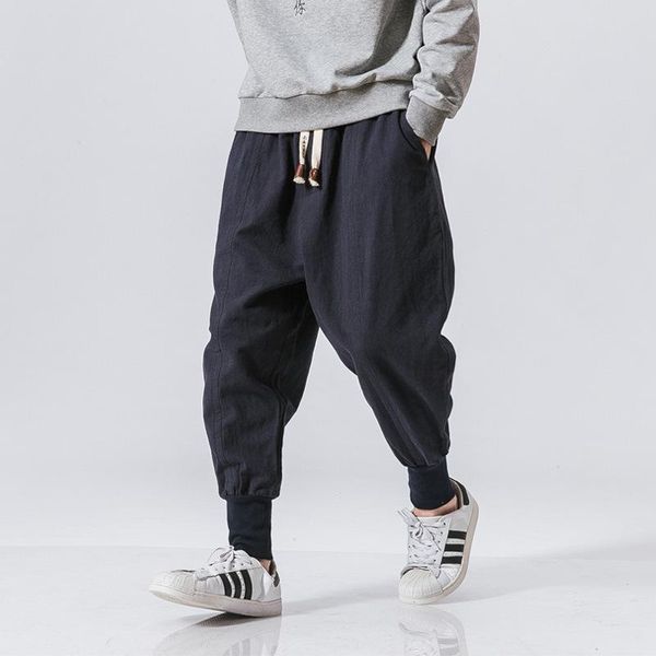 

pants houzhou cotton linen pants for men jogges sweatpants black trousers male tracksuit japanese streetwear hip hop 5xl breathable