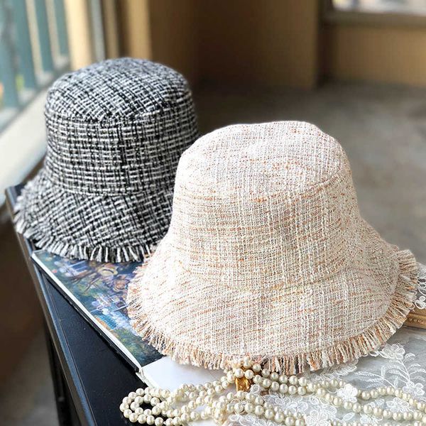 

wide brim hats ladies classic fisherman hat spring and summer small fragrant wind fringed basin hats elegant travel wild flat sun cap j23050, Blue;gray