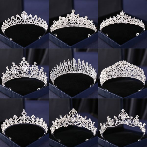 

multiple crystal rhinestones, bridal crown, birthday and adulthood performances, versatile alloy, large zircon rhinestones, hair bands, crow, Silver