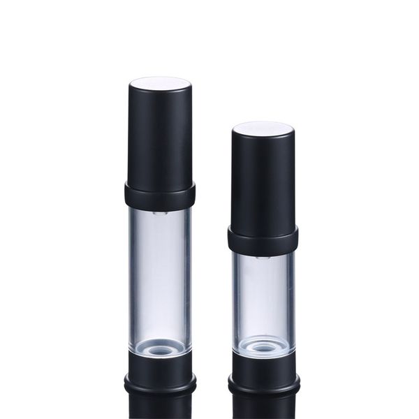 

100pcs 5ml 10ml black empty refillable airless pump bottle portable cosmetic container as makeup foundations and serums