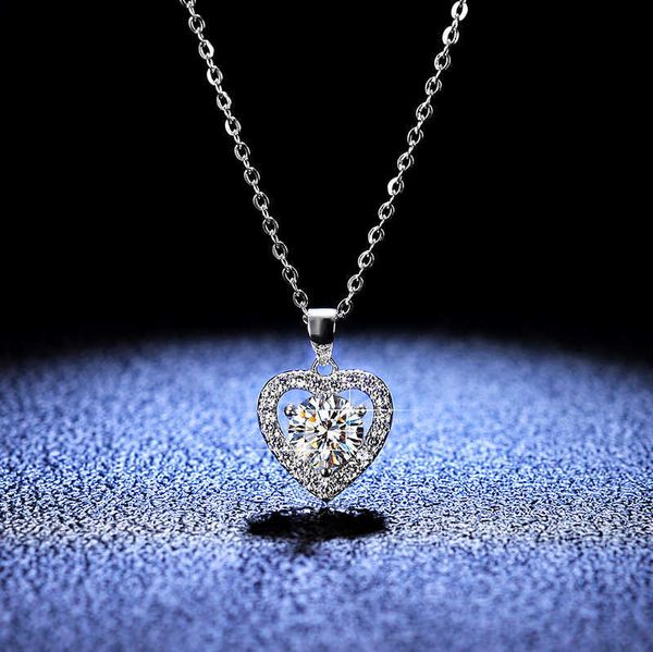 

Pendant Necklaces 925 Sterling Silver Round Cut Created Moissanite Diamonds Gemstone Pendant Necklace Engagement heart necklaces