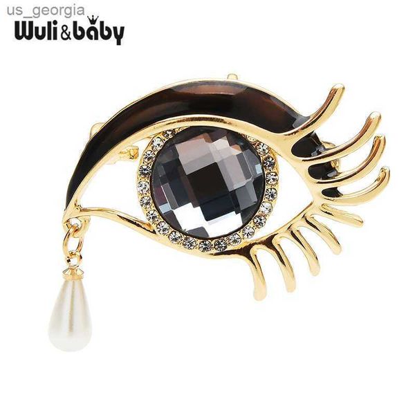

pins brooches wuli baby waterdrop crystal eyes brooches for women rhinestone enamel eyes office causal brooch pins gifts, Gray