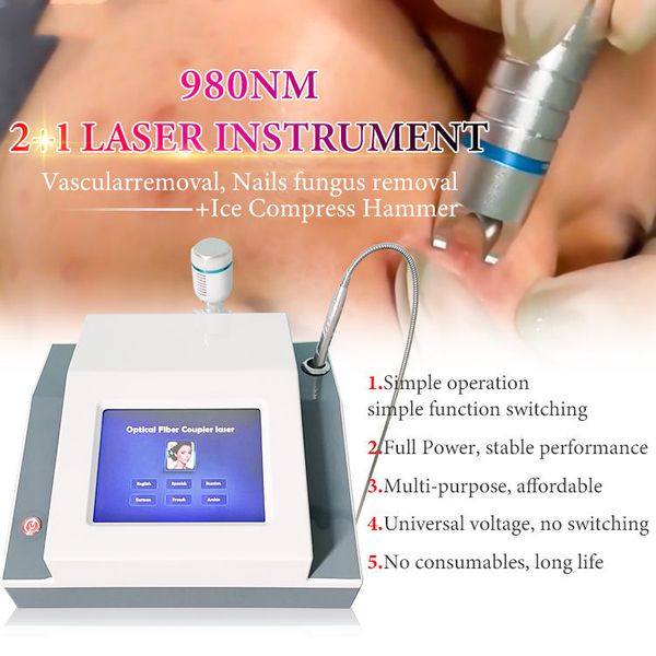 

2023 multifunctional 980nm diode laser physiotherapy nail fungus removal skin rejuvenation spider veins vascular removal machine, Black
