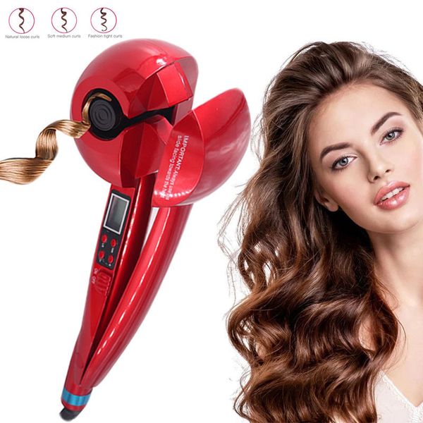 

curling irons auto rotating ceramic hair curler automatic styling tool led displa wand air spin and curl waver 230504